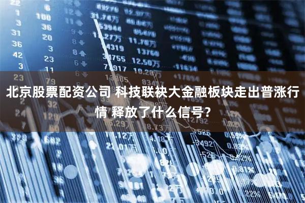 北京股票配资公司 科技联袂大金融板块走出普涨行情 释放了什么信号？